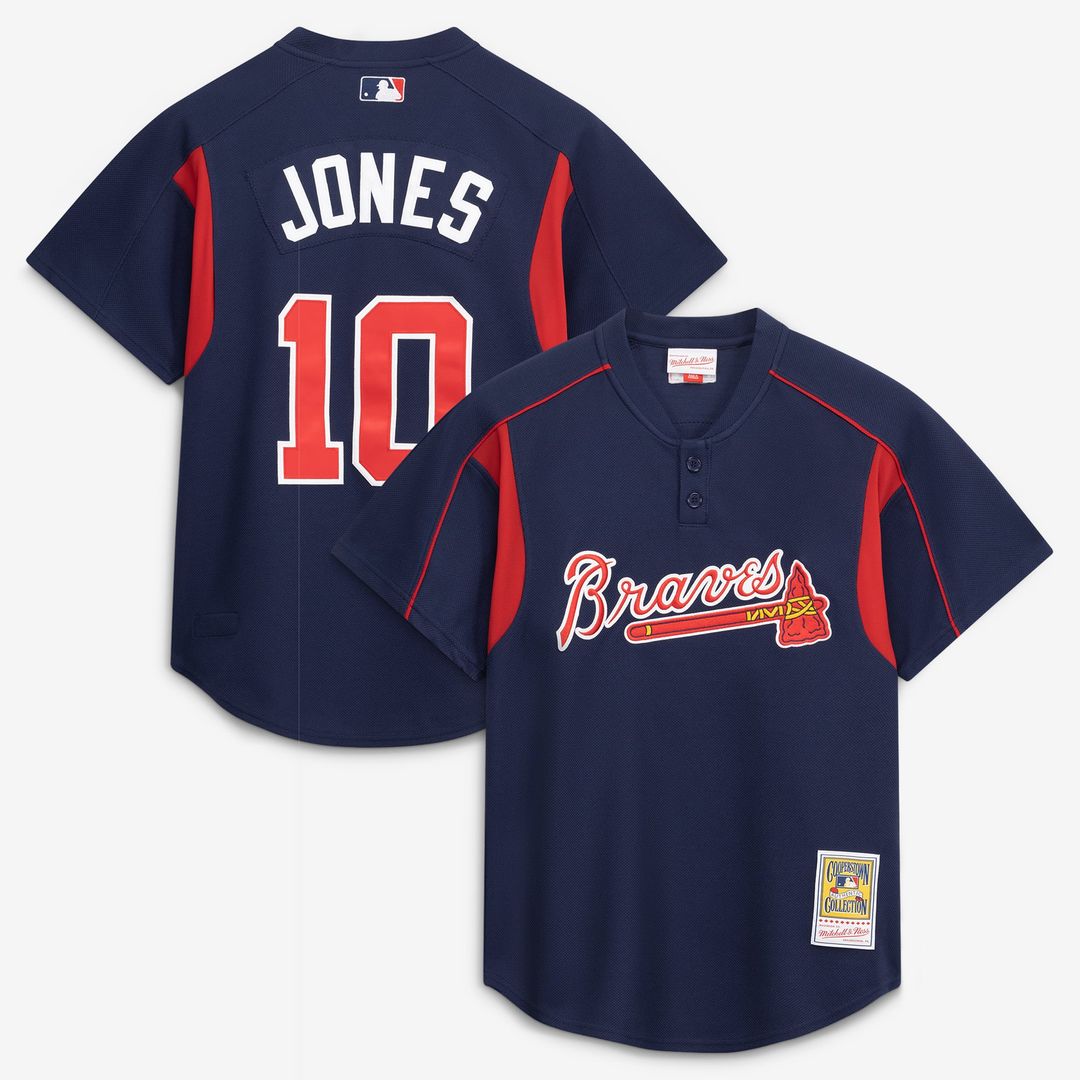 Atlanta Braves Mitchell & Ness Chipper Jones Authentic Batting Practice Baseball Jersey - Navy