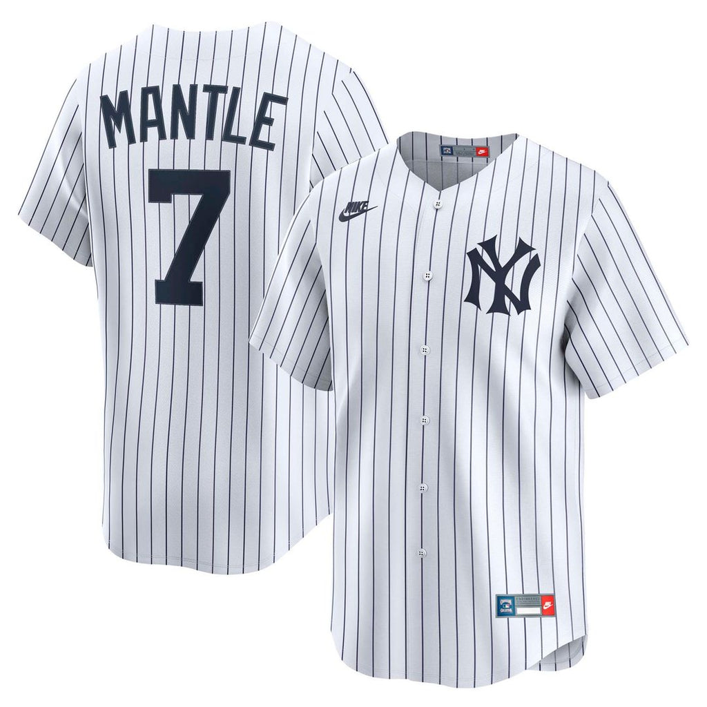 New York Yankees Nike Mickey Mantle Throwback Cooperstown Collection Limited Baseball Jersey - White