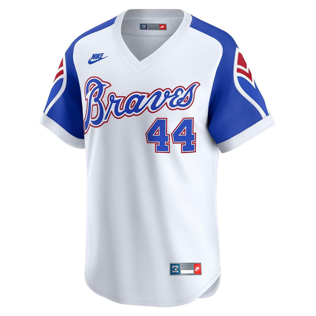 Atlanta Braves Nike Hank Aaron Throwback Cooperstown Collection Limited Baseball Jersey - White