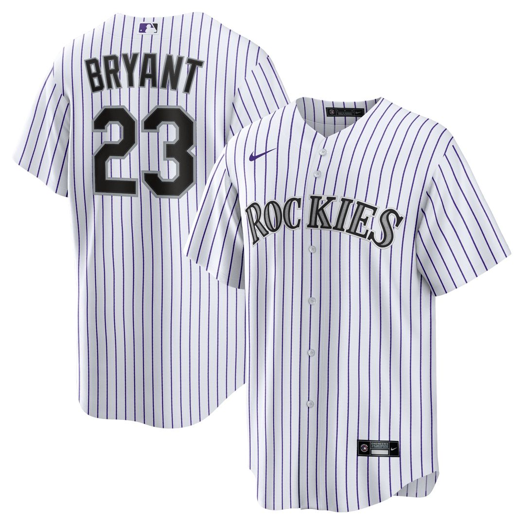 Colorado Rockies Nike Kris Bryant /Purple Replica Baseball Jersey - White