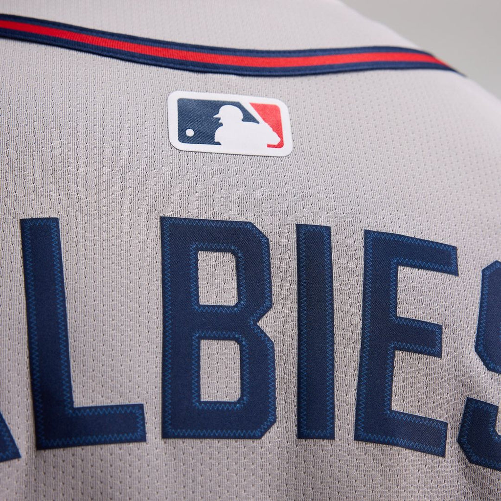 Atlanta Braves Nike Ozzie Albies Road Limited Baseball Jersey - Gray