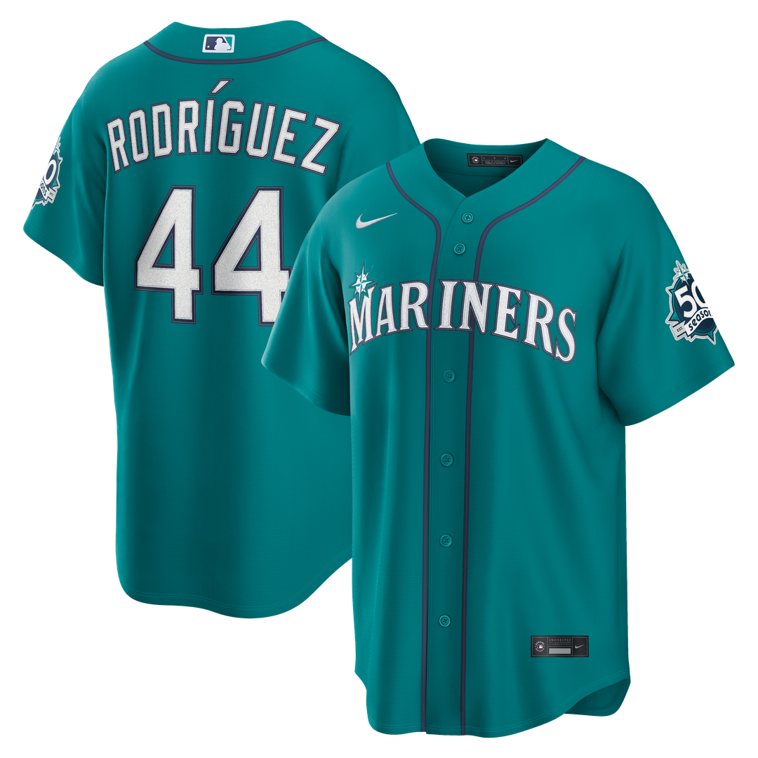 Seattle Mariners Nike Julio Rodríguez Alternate Stadium 50th Season Patch Baseball Jersey - Teal
