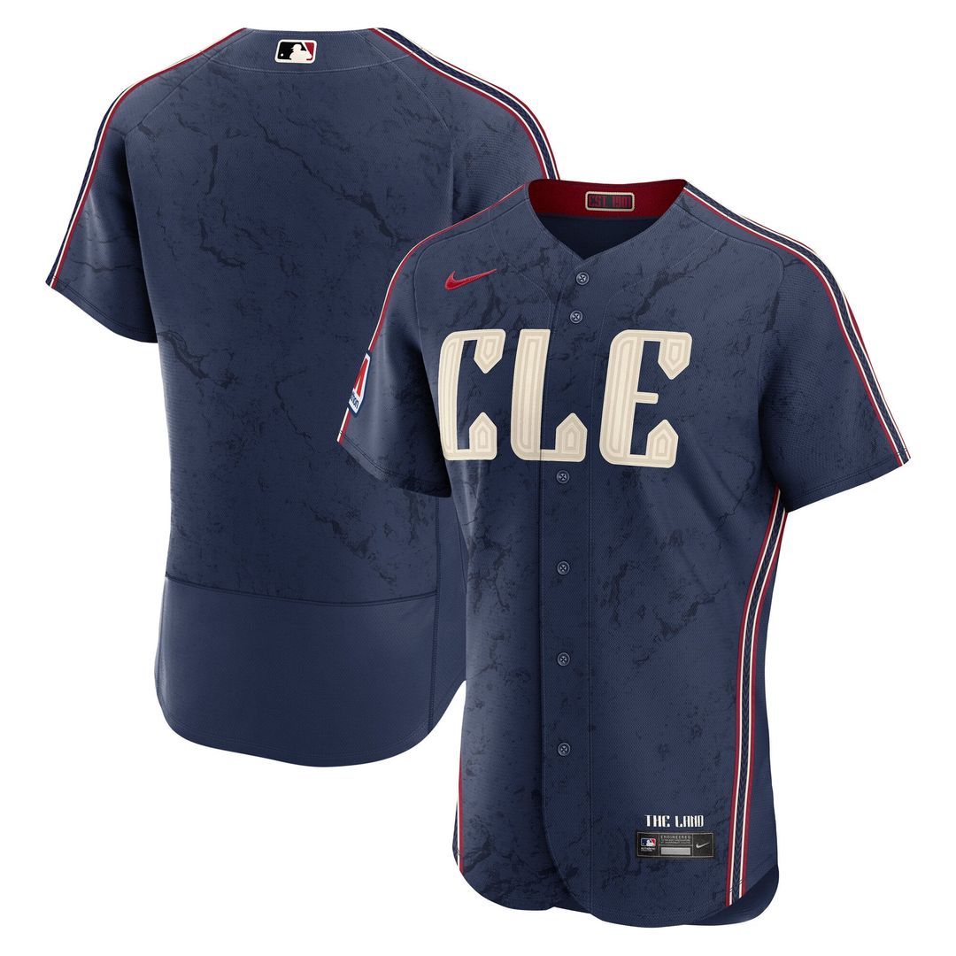 Cleveland Guardians Nike City Connect Authentic Sponsor Patch Baseball Jersey - Navy