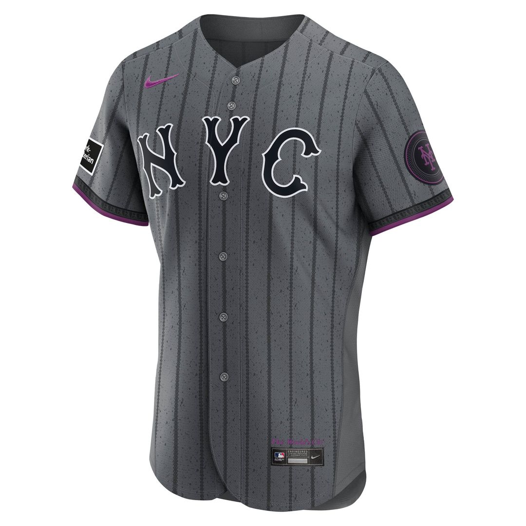 New York Mets Nike Francisco Lindor City Connect Authentic Sponsor Patch Baseball Jersey - Gray