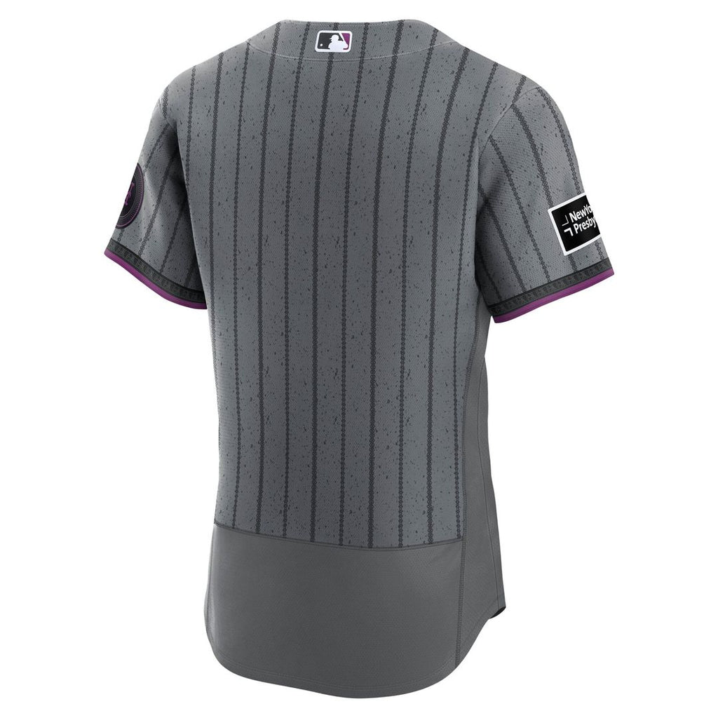 New York Mets Nike City Connect Authentic Sponsor Patch Baseball Jersey - Gray