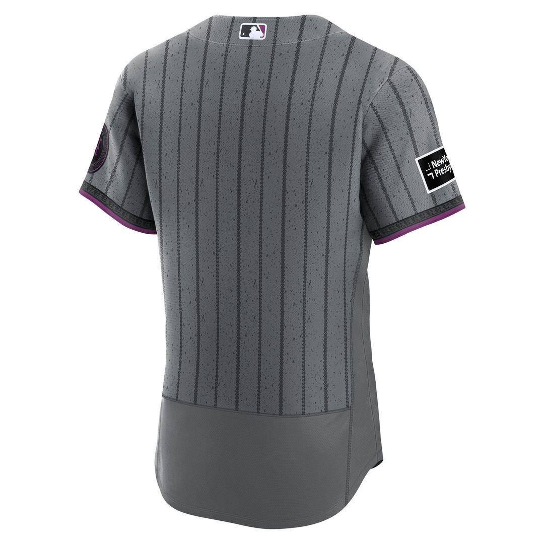 New York Mets Nike City Connect Authentic Sponsor Patch Baseball Jersey - Gray