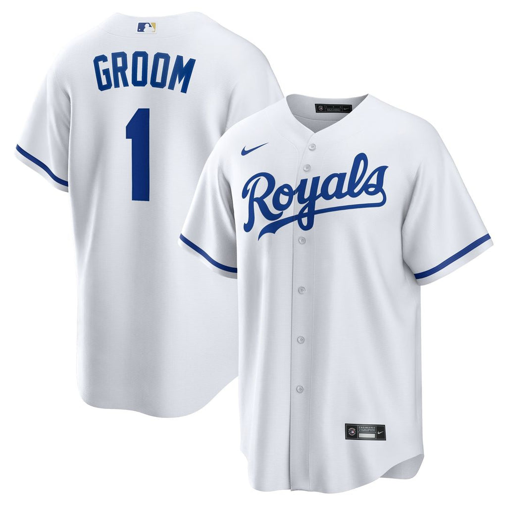 Kansas City Royals Nike #1 Groom Home Replica Baseball Jersey - White
