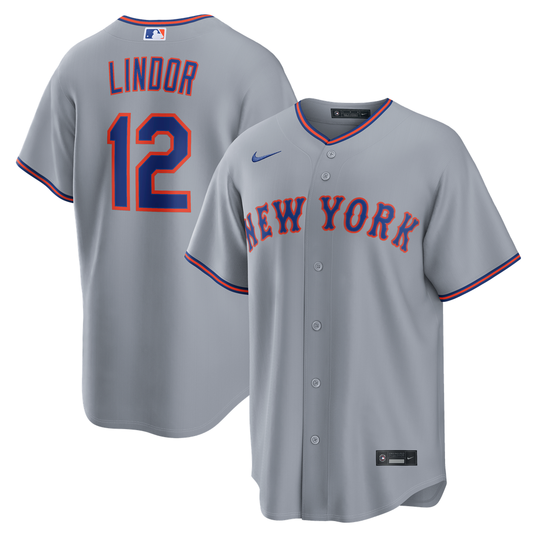 New York Mets Nike Francisco Lindor Road Replica Baseball Jersey - Gray