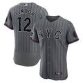 New York Mets Nike Francisco Lindor City Connect Authentic Sponsor Patch Baseball Jersey - Gray