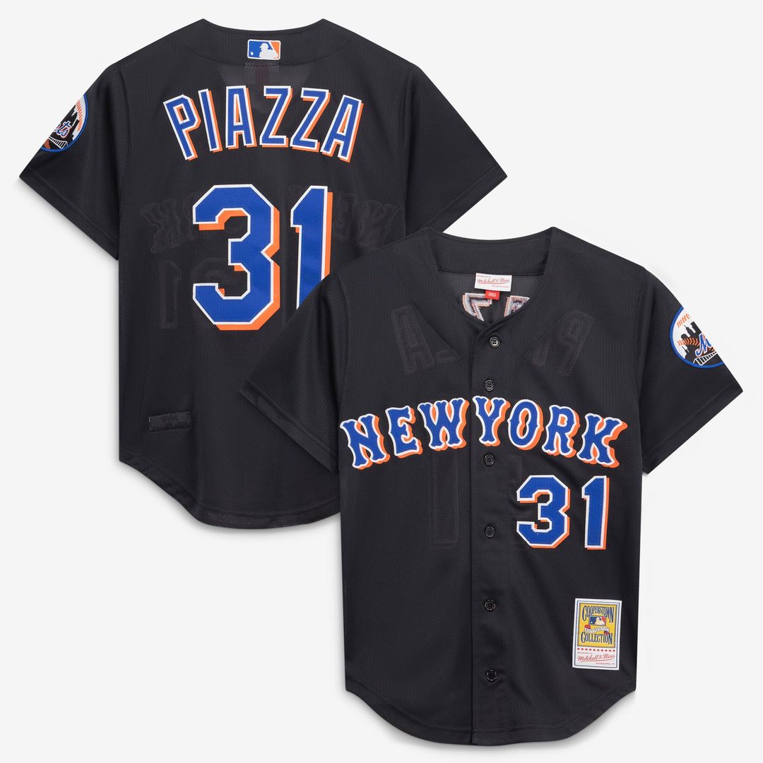 New York Mets Mitchell & Ness Mike Piazza Cooperstown Collection 2000 Batting Practice Baseball Jersey - Black
