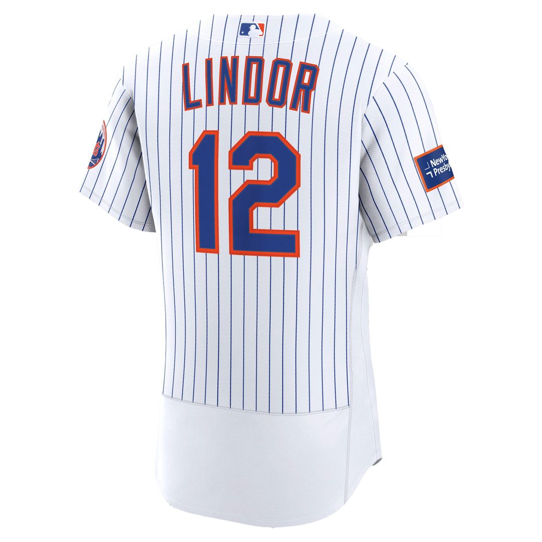 New York Mets Nike Francisco Lindor Alternate Authentic Sponsor Patch Baseball Jersey - Black