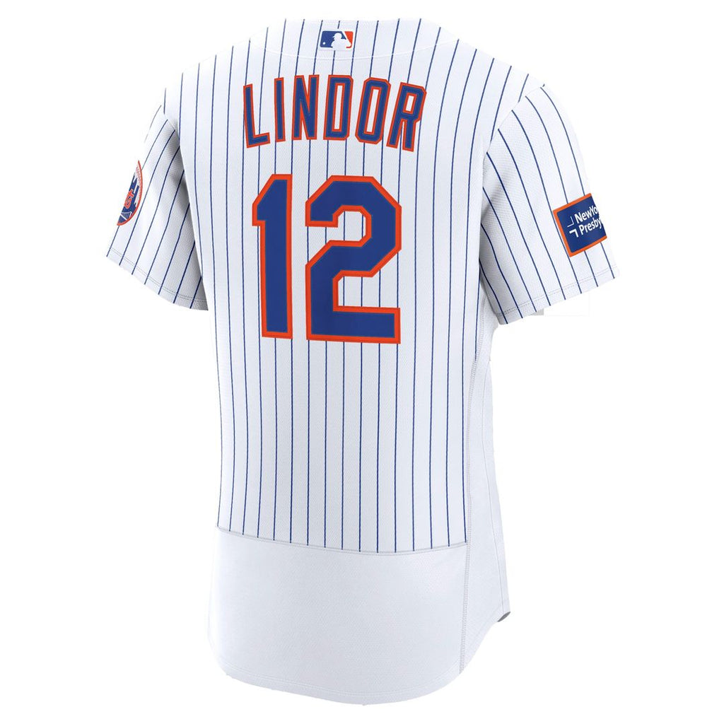 New York Mets Nike Francisco Lindor Home Authentic Sponsor Patch Baseball Jersey - White