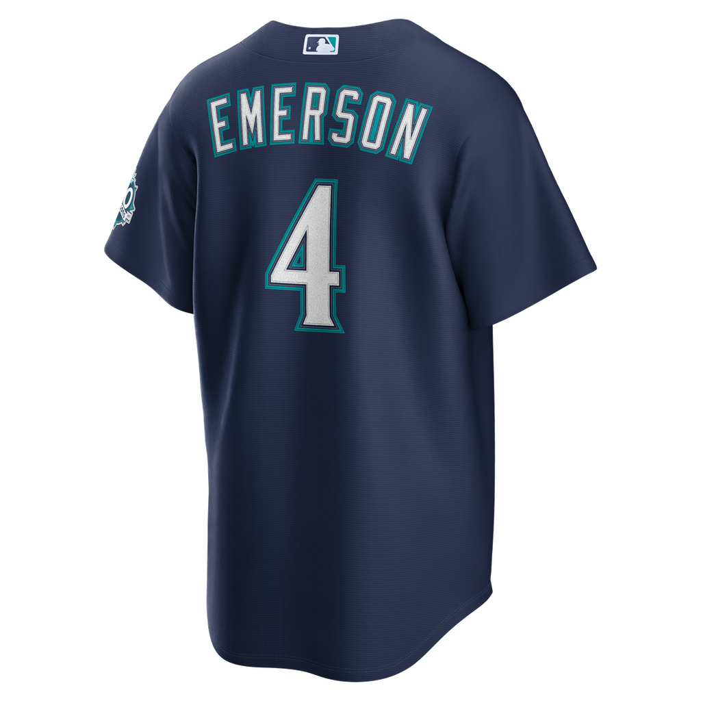Seattle Mariners Nike Colt Emerson Road 50th Season Anniversary Patch Stadium Baseball Jersey - Navy