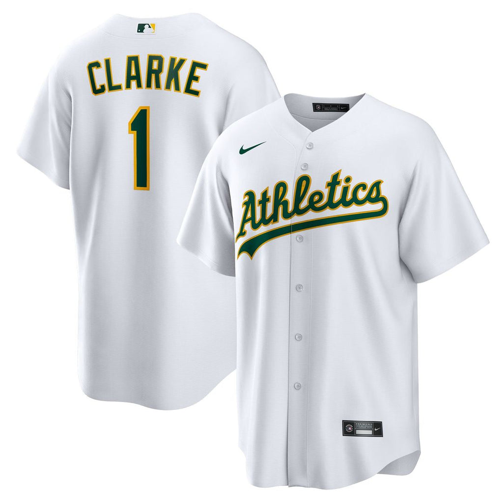 Athletics Nike Denzel Clarke Home Replica Baseball Jersey - White