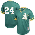 Athletics Mitchell & Ness Rickey Henderson Cooperstown Collection Big & Tall Mesh Batting Practice Baseball Jersey - Green