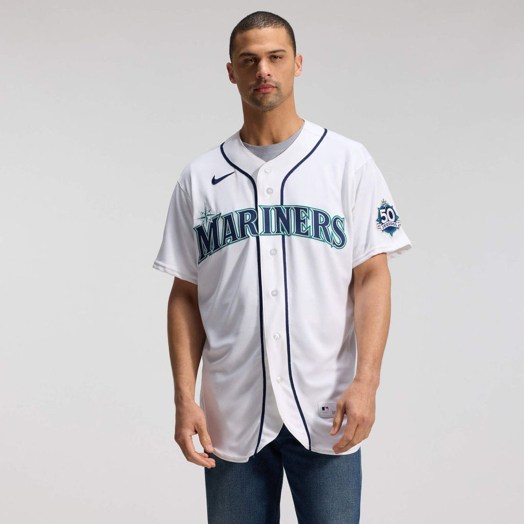 Seattle Mariners Nike 50th Anniversary Patch Home Authentic Baseball Jersey - White