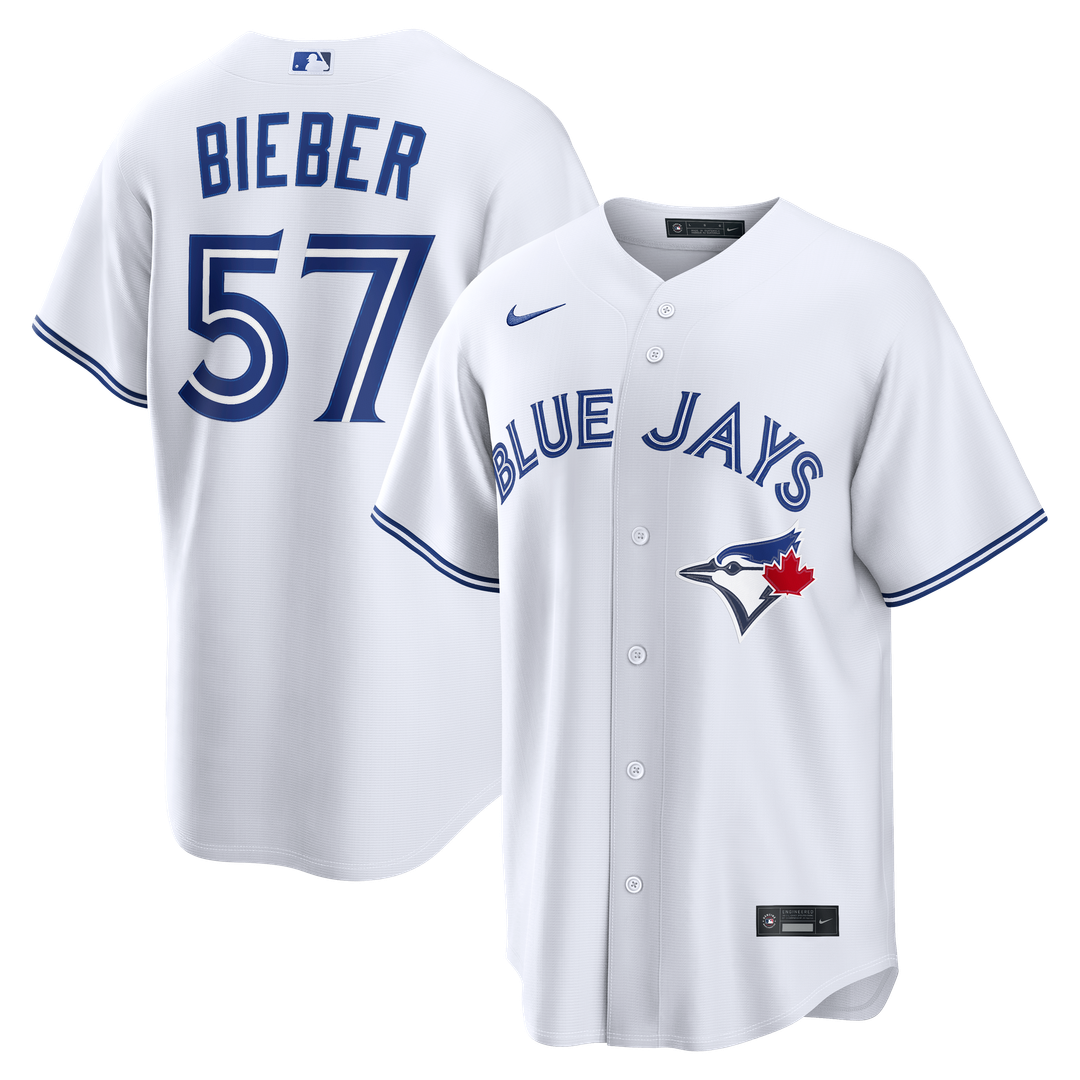 Toronto Blue Jays Nike Shane Bieber Home Replica Baseball Jersey - White