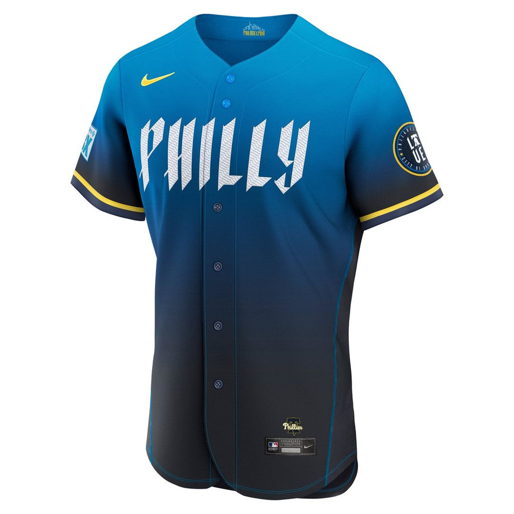 Philadelphia Phillies Nike Trea Turner City Connect Authentic Sponsor Patch Baseball Jersey - Navy