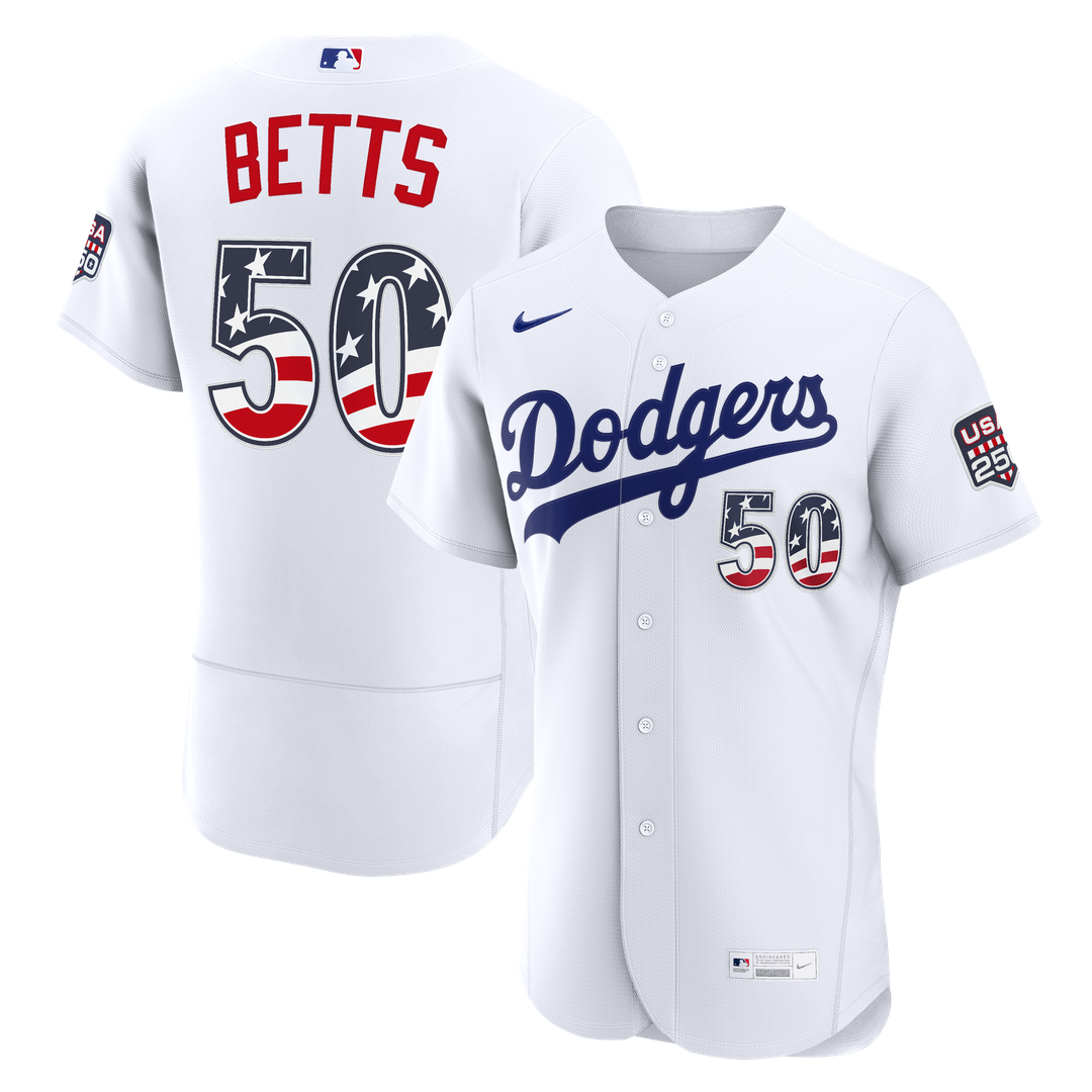 Los Angeles Dodgers Nike Fourth of July Mookie Betts USA 250 Authentic Baseball Jersey - White