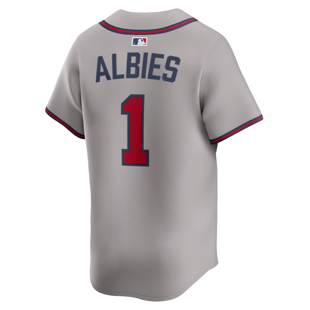 Atlanta Braves Nike Ozzie Albies Road Limited Baseball Jersey - Gray