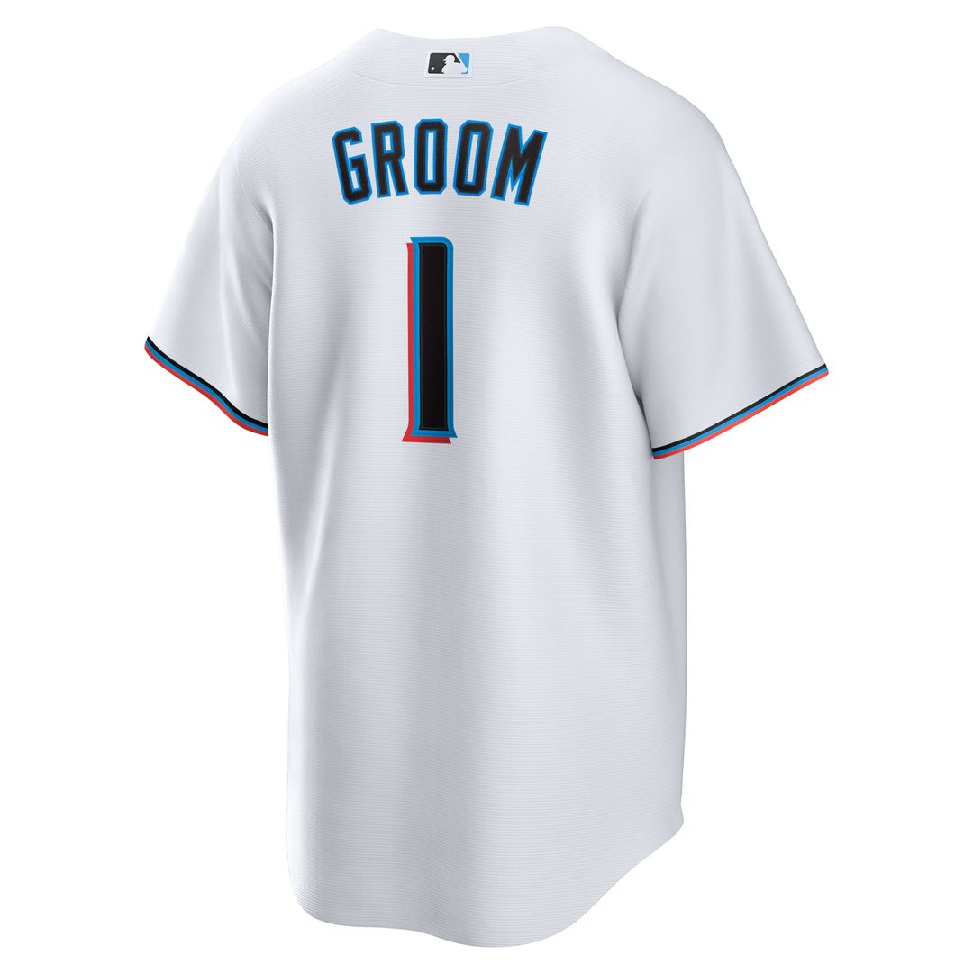 Miami Marlins Nike #1 Groom Home Replica Baseball Jersey - White