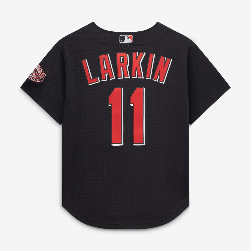 Cincinnati Reds Mitchell & Ness Barry Larkin Throwback Cooperstown Mesh Batting Practice Baseball Jersey - Red
