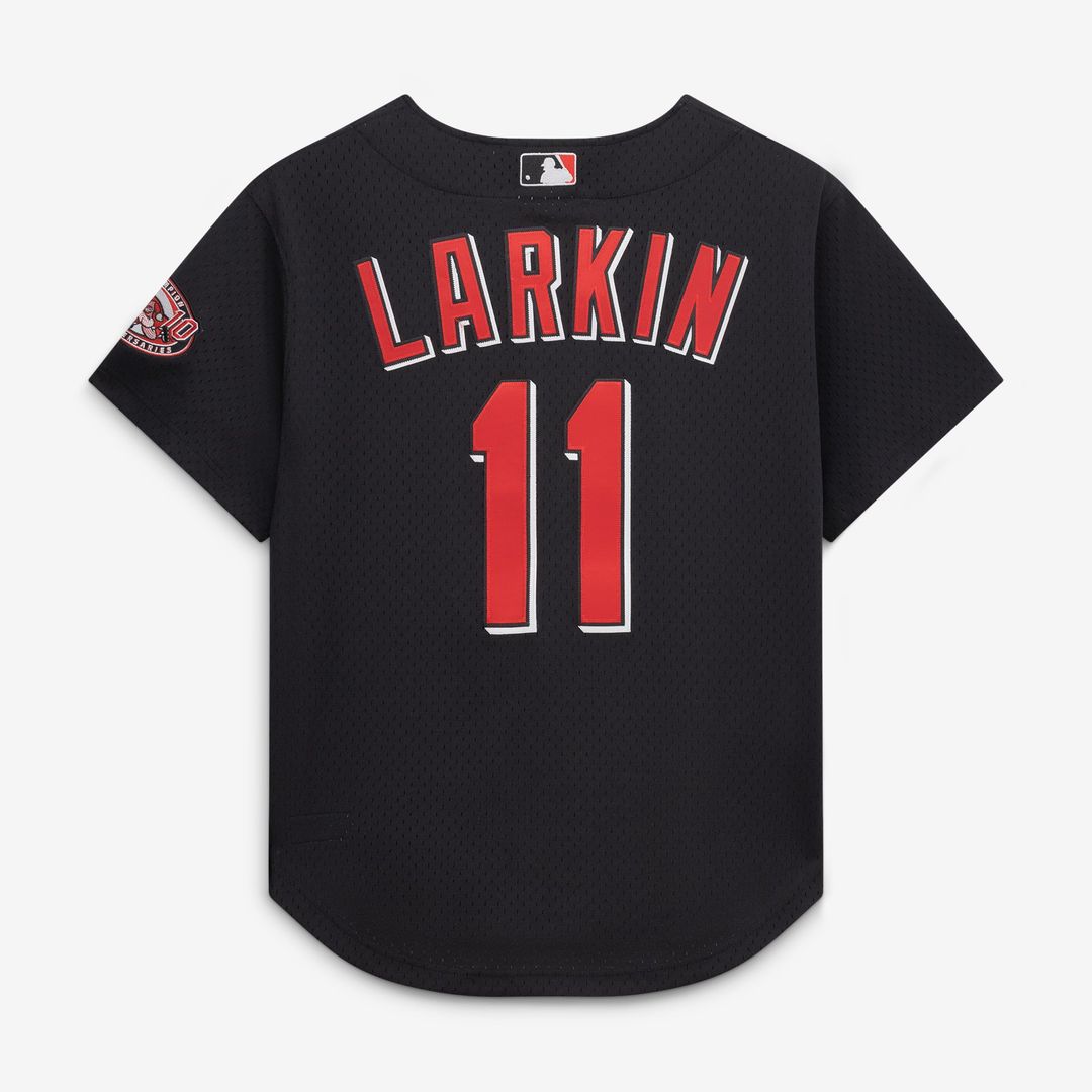 Cincinnati Reds Mitchell & Ness Barry Larkin Throwback Cooperstown Mesh Batting Practice Baseball Jersey - Red