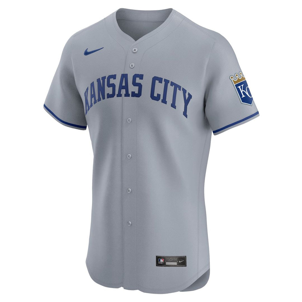 Kansas City Royals Nike Road Vapor Premier Elite Patch Baseball Jersey - Gray