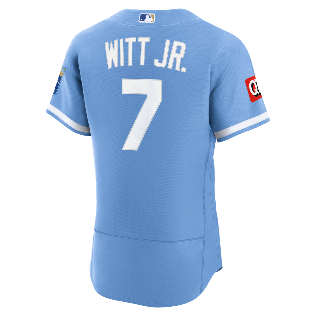 Kansas City Royals Nike Bobby Witt Jr. Alternate Authentic Sponsor Patch Baseball Jersey - Light Blue