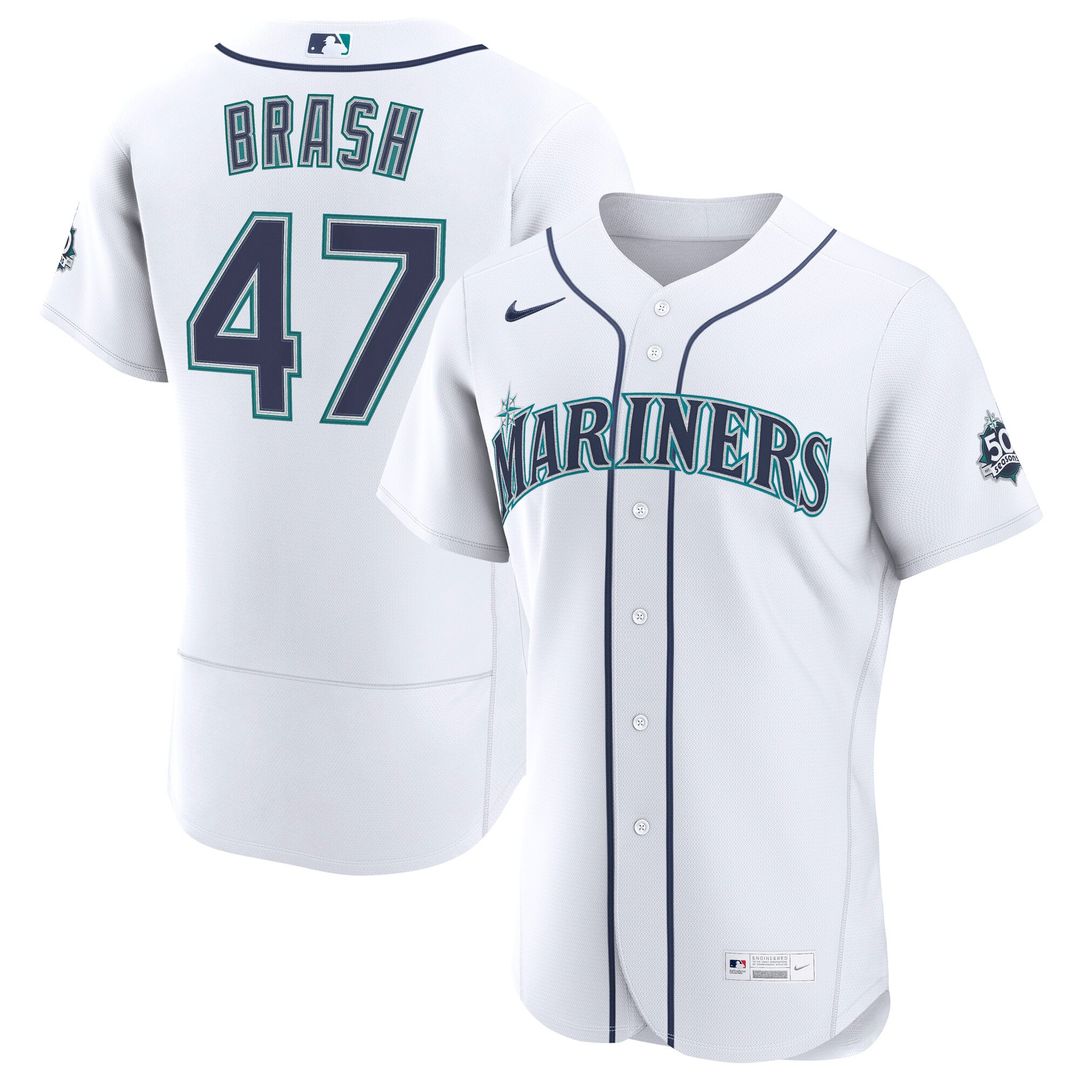 Seattle Mariners Nike Matt Brash Home 50th Season Authentic Baseball Jersey - White