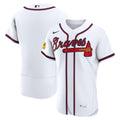Atlanta Braves Nike Home Sponsor Patch Authentic Baseball Jersey - White