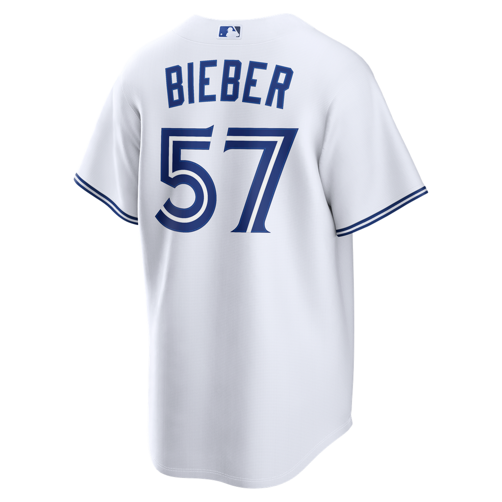 Toronto Blue Jays Nike Shane Bieber Home Replica Baseball Jersey - White