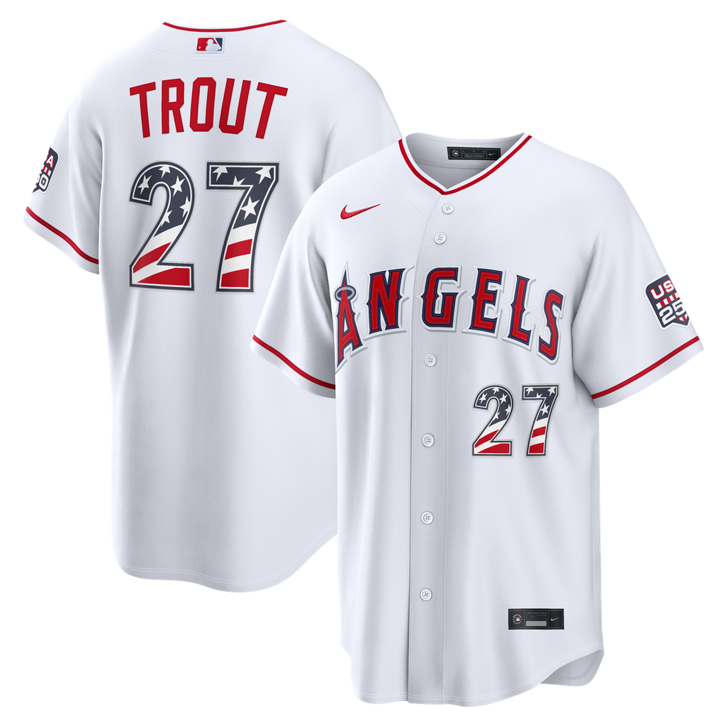 Los Angeles Angels Nike Fourth of July Mike Trout USA 250 Stadium Baseball Jersey - White