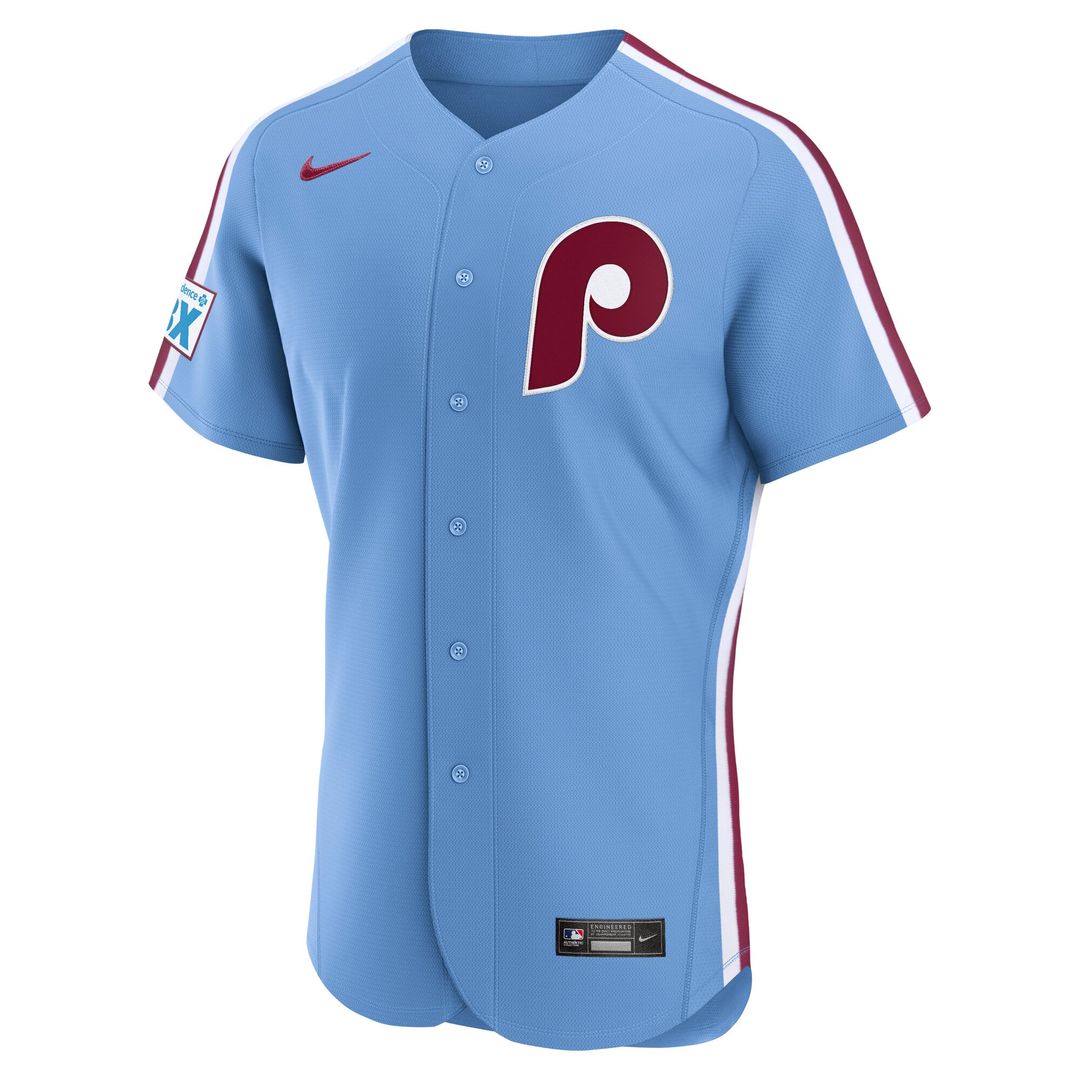 Philadelphia Phillies Nike Alternate Sponsor Patch Authentic Baseball Jersey - Light Blue
